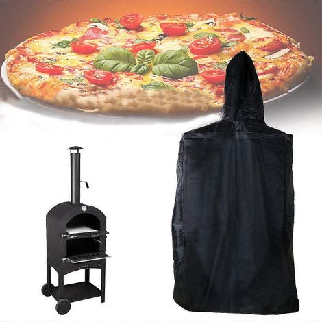 Zwarte Oxford-stof hoes voor pizzaoven, regen- en stofdicht, geschikt voor barbecue en broodoven, 170x65x55 cm (1/5)