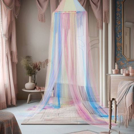 Mosquitera para cama Rainbow Princess, mosquitera tipo cúpula, malla fina, para cama doble, individual, viajes, hogar, 60 × 250 × 1250 cm (1/4)