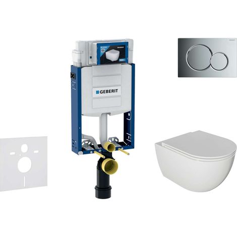 Geberit Combifix - Set con modulo di installazione, vaso WC Oudee e copriwater softclose, placca di comando Sigma01, cromo lucido SANI15CA1114