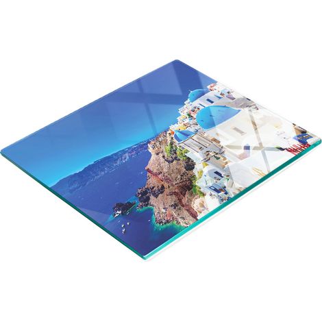 Planche décorative en verre pour présenter des amuse-gueules, île de Santorin, 60 x 52 cm (1/5)