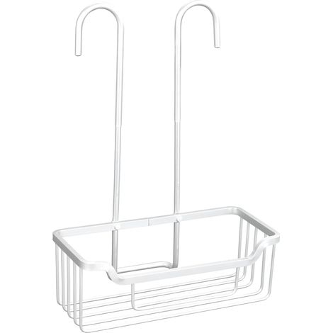 Serviteur de douche pour mitigeur Milo, étagère de douche avec capuchon en plastique à suspendre au mitigeur de la douche, surface de rangement supplémentaire, 25 x 36 x 14 cm, argenté (1/5)