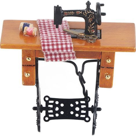 Machine à Coudre Miniature Vintage 1:12 pour Maison de Poupée, Accessoire de Mobilier en Miniature (1/5)