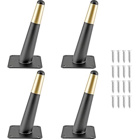 Set aus 4 konischen Metall-Möbelbeinen im mittelalterlichen Stil für Sofas, Schränke, Tische, Stühle, Kommoden, 15 cm, schwarz und gold (1/5)
