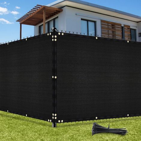 Brise-Vue Vert Jardin - Clôture 1,22m x 15,24m, Occultant, Rouleau Brise-Vue 170g/m² Toile Anti-UV avec Fixation Liens pour Clôtures Jardin, Terrasse, Balcon (Noir) Brise-vue, 1,22m x 15,24m, 170g/m2, (1/5)