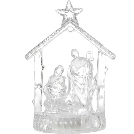 Presepe natalizio in plastica, illuminato, 11 cm (1/3)
