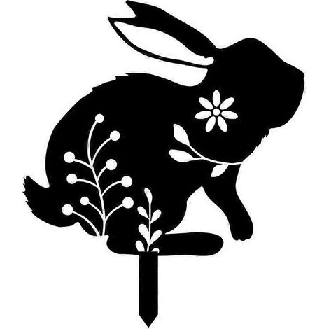 Chinesische Beschreibung: Gartenstecker mit schwarzer Hasensilhouette, Rasenfigur, Terrassendekoration, florale Ausschnitte Stil A (190 Zeichen)