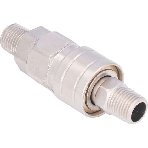 Raccord Auto-Bloquant Pneumatique en Acier Inoxydable - Jonction Rapide pour Tuyau d\'Air (1/4" SM+PM20) (1/5)