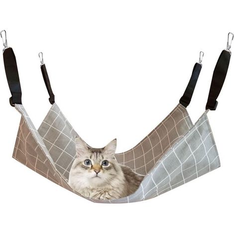 Hamaca para gatos, 1 pieza, hamaca para jaula de gatos, cama para gatos, transpirable, cama colgante tipo columpio para gatos, Gris, XL (1/5)