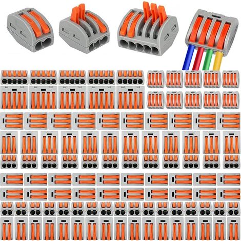 Connecteurs de fil compacts 160 pièces, blocs de connecteurs électriques , 90 pièces 2 ports/50 pièces 3 ports/10 pièces 4 ports/10 pièces 5 ports (1/5)