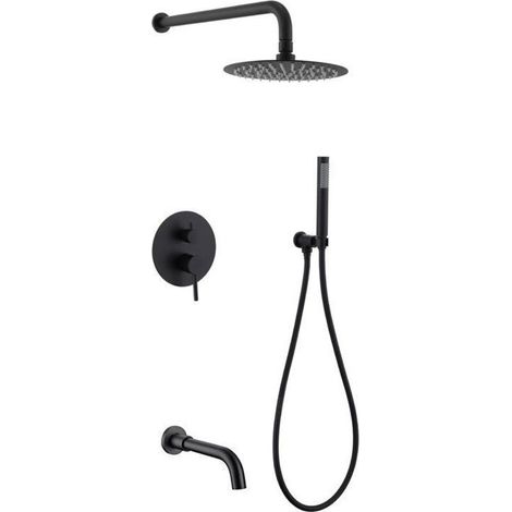 Sliding bar shower faucet with hose, black hand shower, sliding bar hand shower, hand shower, removable shower head, matte black (1/5)