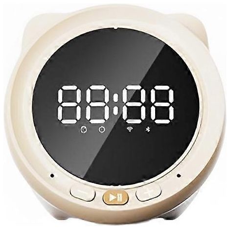 Enceinte Bluetooth blanche avec écran LCD, réveil de bureau, convient aux enfants. (1/5)