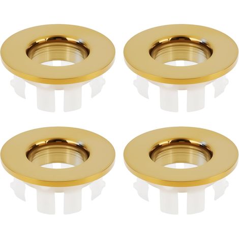 Set of 4 Decorative Brass Basin Overflow Plugs, 30 mm, for 25 mm Holes, Compatible with Basins (1/5)