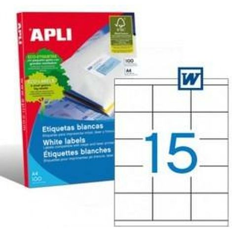 APLI Etiqueta adhesiva apli 1295 tamaño 70x50,8 mm fotocopiadora laser ink-jet caja con 100 hojas din a4. (1/3)