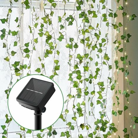 Guirlande Solaire Exterieur, Guirlande lumineuse Artificielle Lierre 100LED 10M/32Ft 8 Modes Guirlande Lumineuse Exterieure Solaire pour Jardin Balcon Patio Mariage Fête Noel Décoration H471 (1/5)