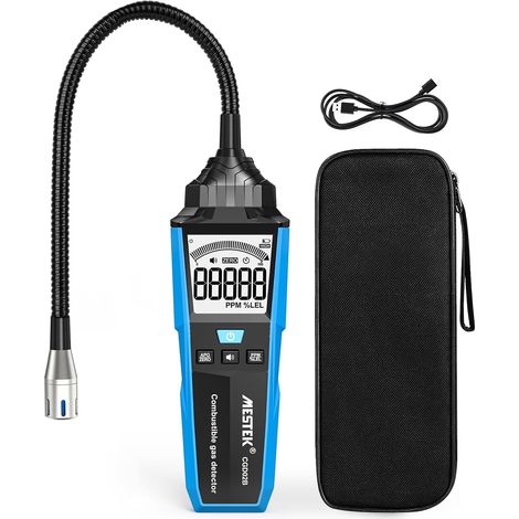 Détecteur de Gaz MESTEK Détecteur de Fuite de Naturel Gas Charbon Méthane Propane Butane LPG GNL Allarme Sonore Numérique LED Portable pour Ville Camping Car Maison Cuisine Garage -Rechargeable (1/5)