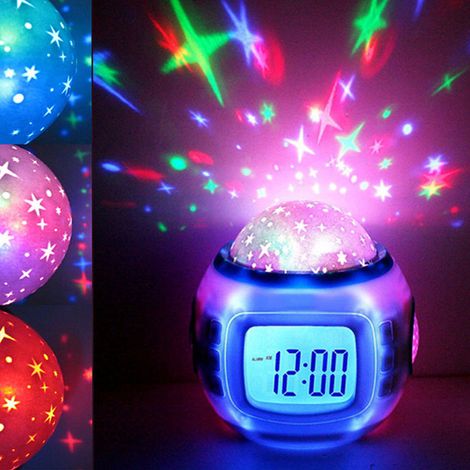Réveil projecteur ciel étoilé et musique onirique d'anniversaire pour enfants avec veilleuse (1/5)