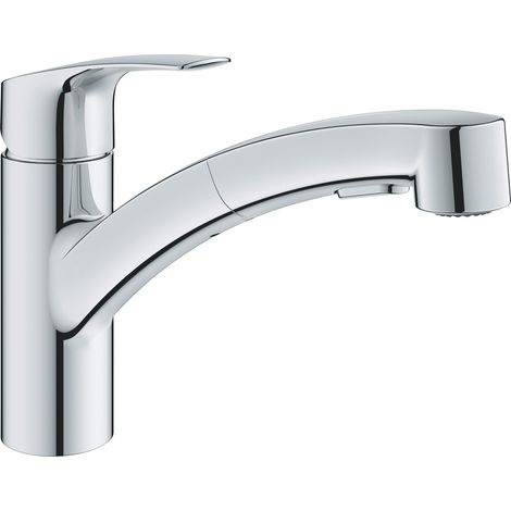 Grohe – Mitigeur de lavabo monocommande bec bas chromé – Douchette extractible avec inverseur – Limiteur de débit ajustable – 30355001
