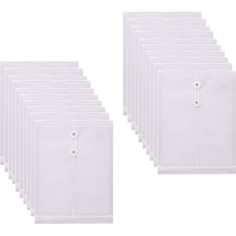 Enveloppe Transparente A4 - Polypropylène Épais Sans Acide - Fermeture À Cordon Latérale - Fond À Soufflet Extensible Jusqu'à 3 2 Cm - Lot De 10 (1/5)