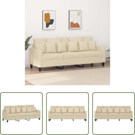 vidaXL Stoffsofa - 3-Sitzer-Sofa Creme 180 cm Stoff (1/5)