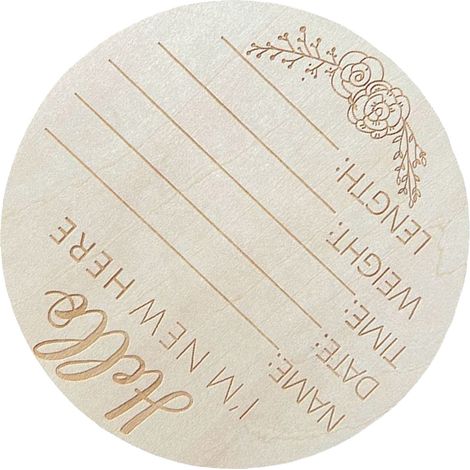 Panneau rond en tilleul de 15 cm (5,9 po) pour annoncer la naissance, idéal pour les photos de chambre d'enfant. Panneau « Bonjour le monde » pour chambre de bébé L8 (1/5)