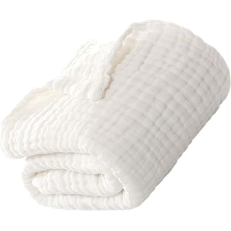 Couverture D'emmaillotage en Coton pour Bébé, Serviette de Bain Douce et Lavable en Machine, 6 Couches de Mousseline, pour L'heure Bain Poussette (1/5)