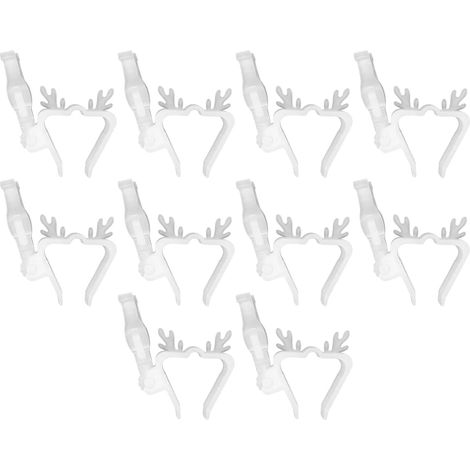 Crochets pour guirlandes lumineuses de Noël (lot de 10) en forme de renne Supports robustes pour décoration extérieure : bardage, tuiles, avant-toits, terrasses, clôtures, bardeaux, soffites, rails d (1/5)
