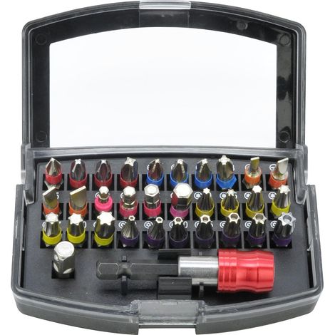 32-teiliges Schraubendreher-Bit-Set, S2-Stahl, 1/4"-Sechskantschaft, Schnellwechsel-Bithalter, kompatibel mit Phillips-, metrischen und Winkelbits (1/5)