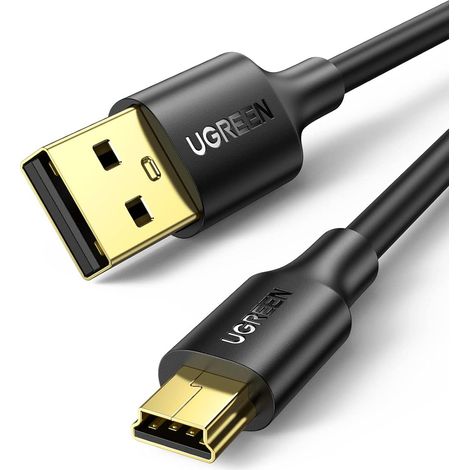 1M Mini USB 2.0 Cable Type A to Mini-B Charge and Sync Compatible with PS3 Controller TI 83 Calculator Canon EOS 700D Nikon D3100 Camera Hard Disk GPS Hero 4 Black (1/5)