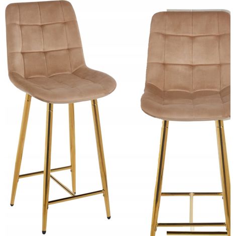 Taburete capuchino de terciopelo H1-FX (estructura dorada) (1/5)