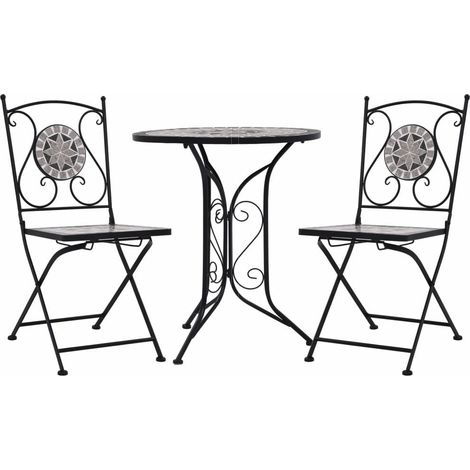 Mobilier de bistro 3 pcs mosaïque Carreaux céramiques Gris (1/5)