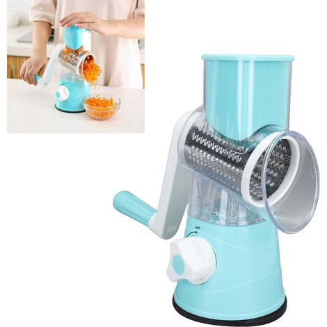 Râpe manuelle 3 en 1 pour la cuisine, râpe rotative domestique, bleue (1/5)
