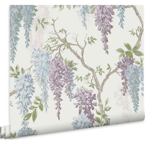 Laura Ashley Wisteria Garden Pale Iris Vliestapete - 10mx52cm