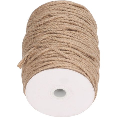 Corde de sécurité en chanvre à trois brins de 100 m de long et de 4 mm de diamètre, en chanvre jaune naturel, utilisée pour la fabrication de bijoux, les loisirs créatifs, les décorations murales et l (1/5)