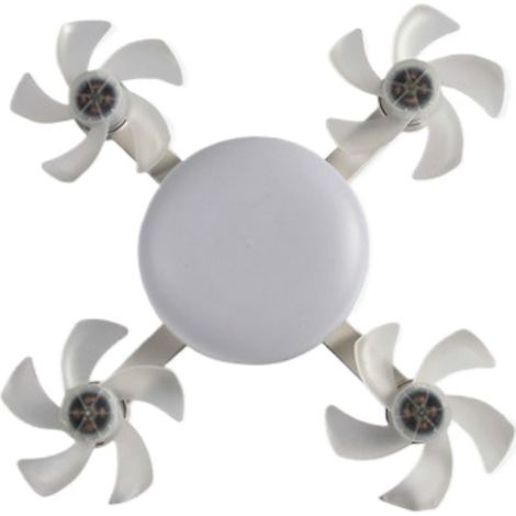 Ampoule pour ventilateur de plafond à visser avec télécommande – Culot E27, 3 vitesses réglables, LED dimmable (3000K-6000K) – Modèle à 4 têtes