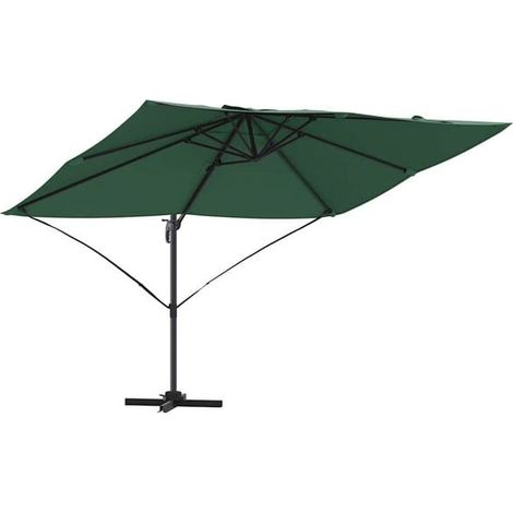 Parasol vert, dimensions : 351 x 250 x 260 cm, matériau : polyester et aluminium. (1/5)