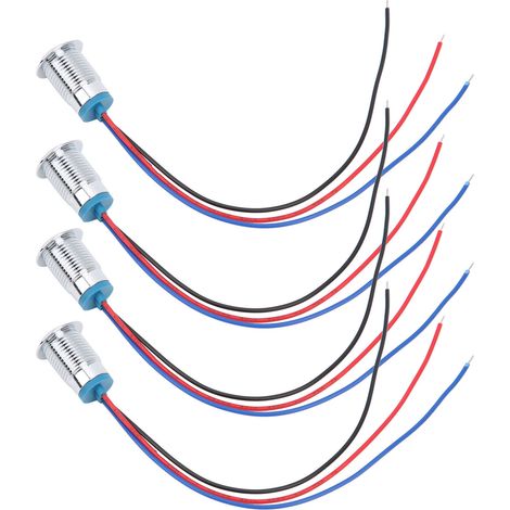 Lot de 4 voyants LED étanches à anode commune pour composants de contrôle industriel, 12 mm, 110-220 V, rouge et bleu