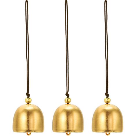 Windspiel 3 Stück Metall Retro Chinesische Glocken Goldbraun für Garten & Außenbereich