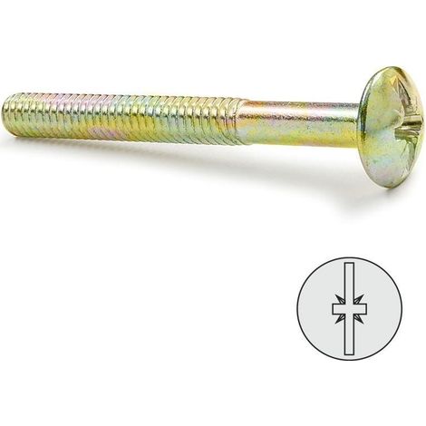 tornillo cabeza bombata komby. acero. bicromatado. m6 / m8. phillips. fijación con alojamiento avellanado