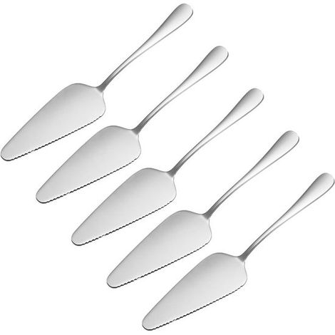 Set di 5 palette per torta Allecto in acciaio inox. Palette professionali per torta. Acciaio inox lucidato. Ideali per feste e ristoranti. Lama dentellata... (1/5)