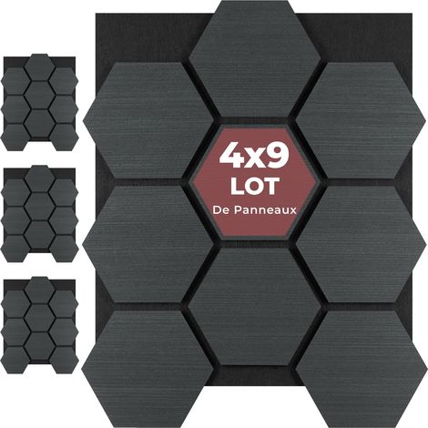 Panneaux acoustiques, absorption, feutre mdf, chêne noir, 76x62x1,8cm (1/5)