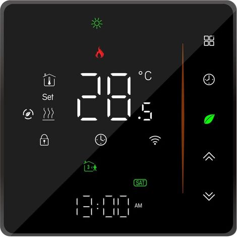 Thermostat intelligent WiFi - Thermostat d'ambiance - Programmable - Prise en charge de l'application - Commande vocale compatible avec Alexa / Google Home - Pour eau / chauffe-eau 5 A