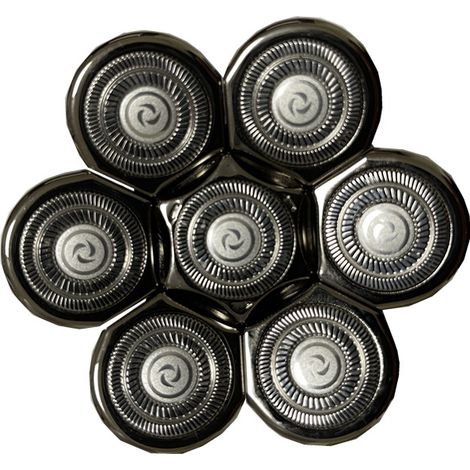 Wasserdichte Ersatzscherköpfe (schwarz) für Kopfrasierer, 7er-Packung