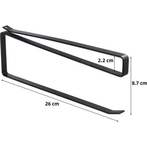 Lot de 2 porte-serviettes sans perçage en Z, support sous étagère, rangement cuisine salle de bain noir 26 cm (1/4)