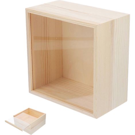 Boîte décorative en acrylique et bois compatible avec le rangement de bijoux, avec couvercle transparent (1/5)