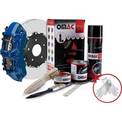 OMAC Kit Peinture Étriers de Frein Blue Cyan – Résistant Chaleur 300°C – Set Complet Laque Epoxy – Protection Anticorrosion – Inclus: Nettoyant, Durcisseur, Brosses – Application Facile (1/5)