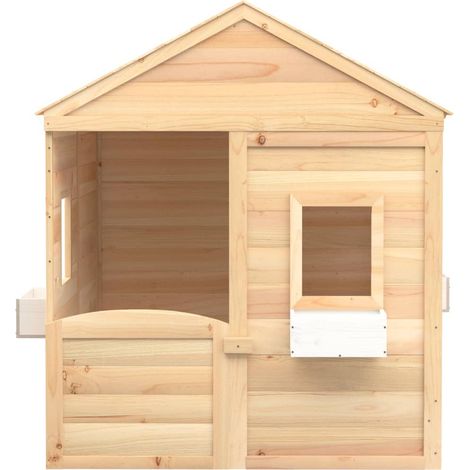 Casita de juegos con puerta con cerradura/flores de madera maciza de abeto 020005107 (1/5)