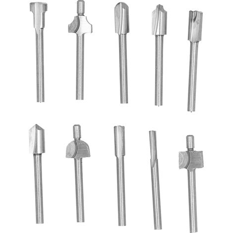 Ensemble de 10 fraises à rainurer grande capacité, lames antiadhésives silencieuses en acier rapide, queue de 3,2 mm (1/8")