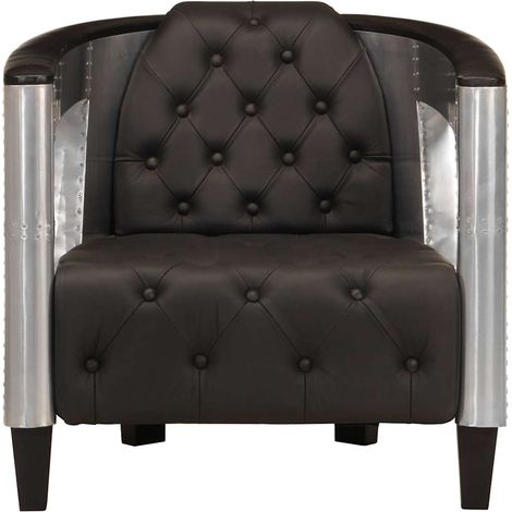 Maison Exclusive - Fliegersessel Schwarz Echtleder (1/5)
