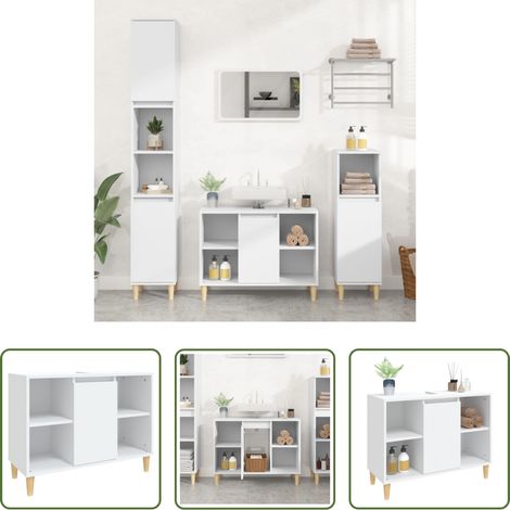vidaXL Badezimmer Möbel - Waschbeckenunterschrank Weiß 80x33x60 cm Holzwerkstoff (1/5)