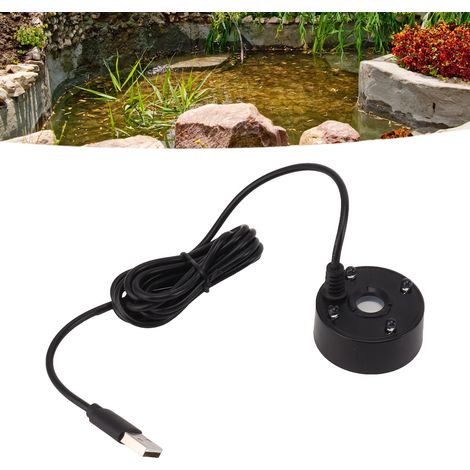 USB-Außennebelsystem mit farbigen LED-Leuchten, Luftbefeuchter, Nebelsystem für Zimmerbrunnen, Nebelsystem für kleine Teiche, 5V schwarz. (1/5)